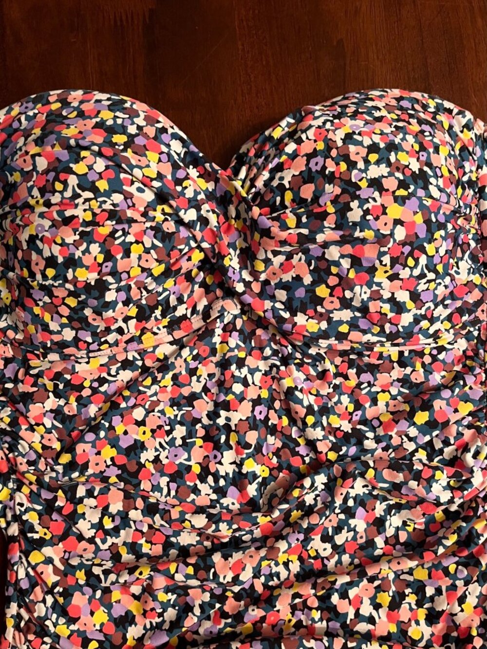 Anne Cole Floral Bandeau Strapless One-Piece Swimsuit Size 16 - Picture 7 of 12